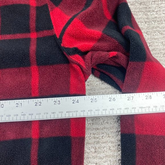 EMPYRE Fleece Sweater Men Medium M Red Black Checkered Pullover 1/4 Button Cozy - Picture 9 of 10